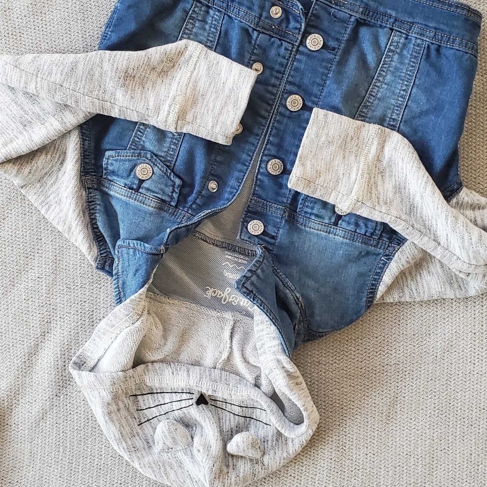 Girls hooded denim jacket with kitten ears
